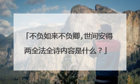 不负如来不负卿,世间安得两全法全诗内容是什么？