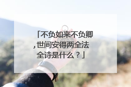 不负如来不负卿,世间安得两全法全诗是什么？