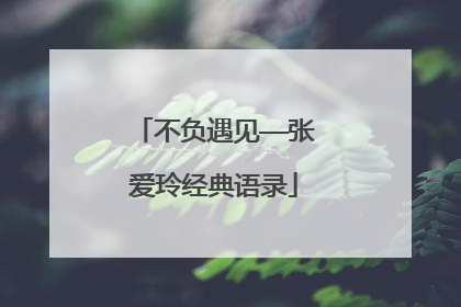 不负遇见——张爱玲经典语录