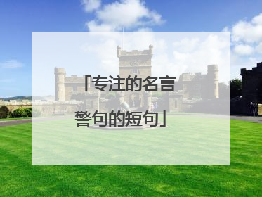 专注的名言警句的短句