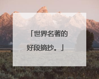 世界名著的好段摘抄。