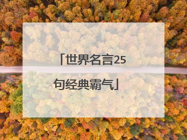 世界名言25句经典霸气