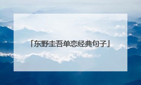 东野圭吾单恋经典句子