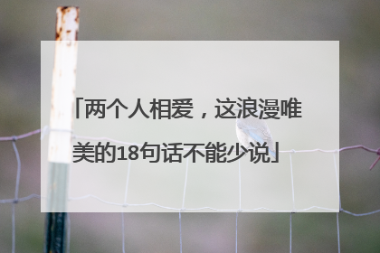 两个人相爱，这浪漫唯美的18句话不能少说