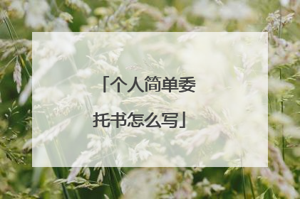 个人简单委托书怎么写