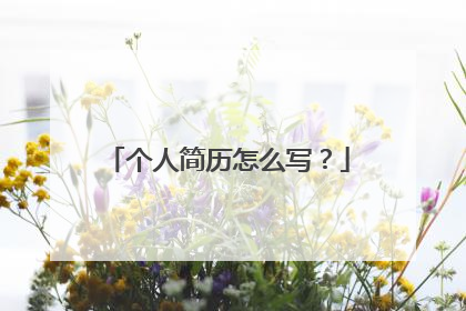 个人简历怎么写？