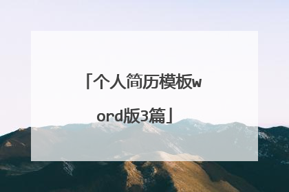 个人简历模板word版3篇
