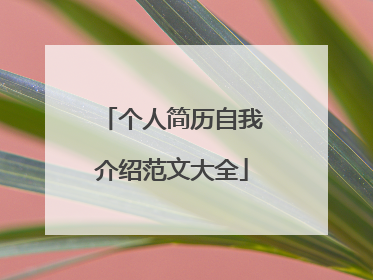 个人简历自我介绍范文大全