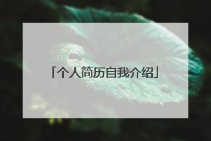 个人简历自我介绍