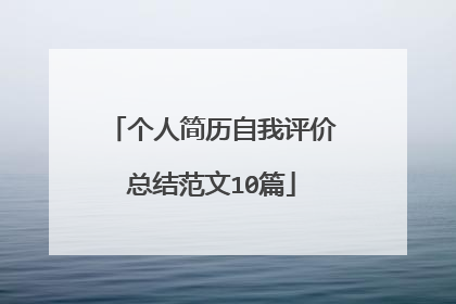 个人简历自我评价总结范文10篇