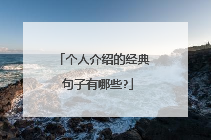 个人介绍的经典句子有哪些?