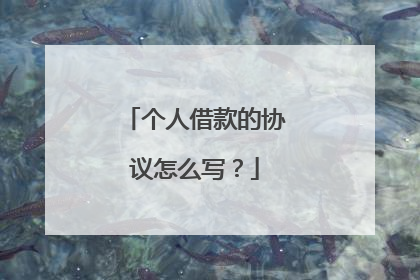 个人借款的协议怎么写？