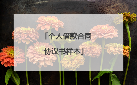 个人借款合同协议书样本