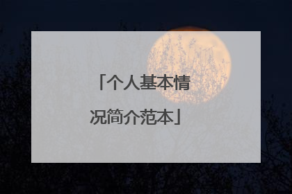个人基本情况简介范本
