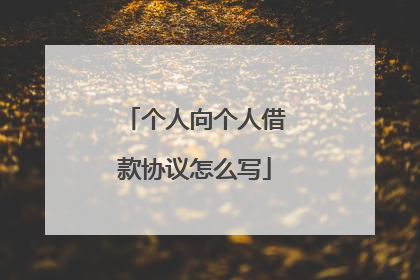 个人向个人借款协议怎么写