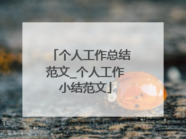 个人工作总结范文_个人工作小结范文
