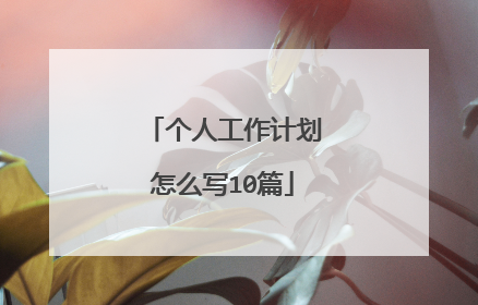 个人工作计划怎么写10篇