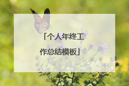 个人年终工作总结模板