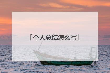 个人总结怎么写