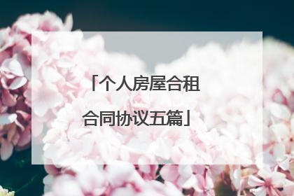 个人房屋合租合同协议五篇