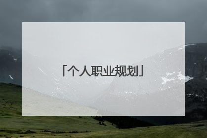 个人职业规划