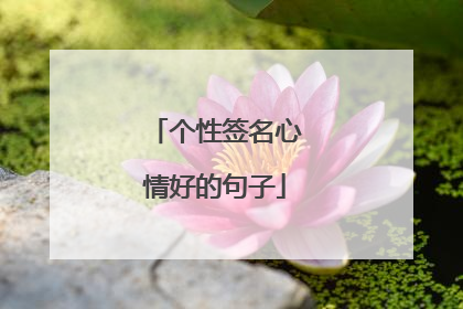 个性签名心情好的句子