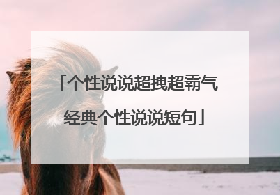 个性说说超拽超霸气 经典个性说说短句