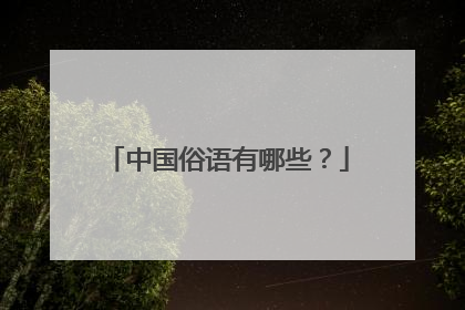 中国俗语有哪些？