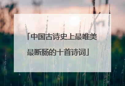 中国古诗史上最唯美最断肠的十首诗词
