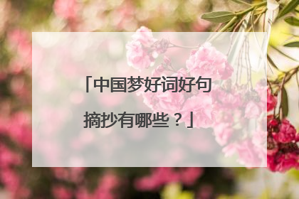 中国梦好词好句摘抄有哪些？
