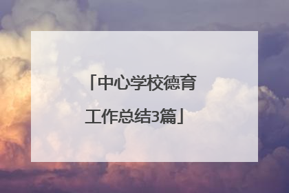 中心学校德育工作总结3篇