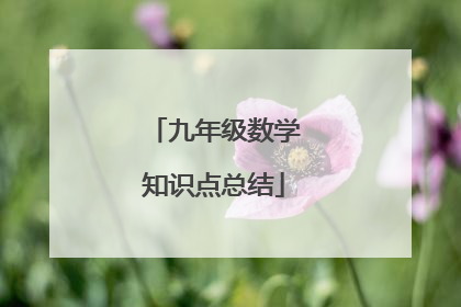 九年级数学知识点总结