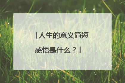 人生的意义简短感悟是什么？