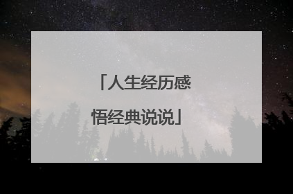 人生经历感悟经典说说
