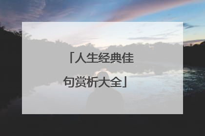 人生经典佳句赏析大全