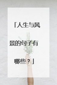 人生与风景的句子有哪些？