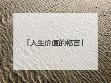 人生价值的格言