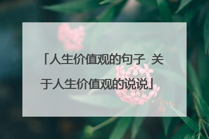 人生价值观的句子 关于人生价值观的说说