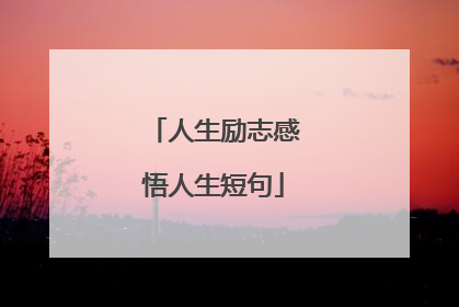 人生励志感悟人生短句
