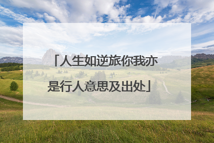 人生如逆旅你我亦是行人意思及出处