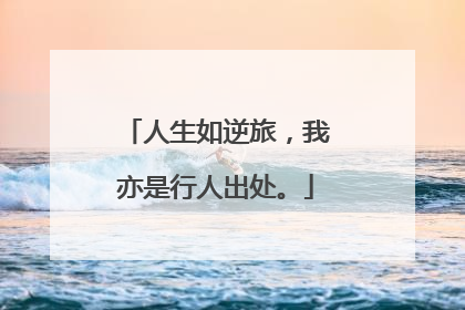 人生如逆旅，我亦是行人出处。