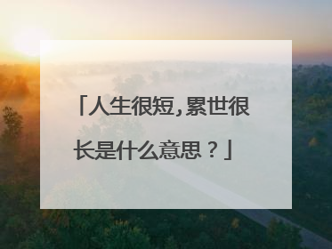 人生很短,累世很长是什么意思？