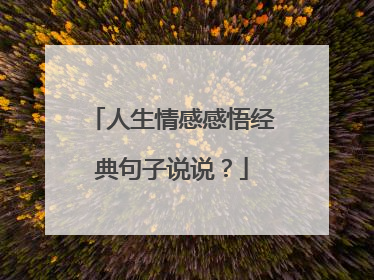 人生情感感悟经典句子说说？