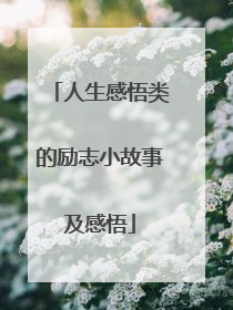 人生感悟类的励志小故事及感悟
