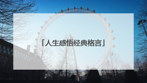 人生感悟经典格言