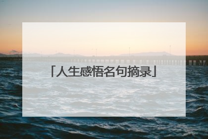 人生感悟名句摘录