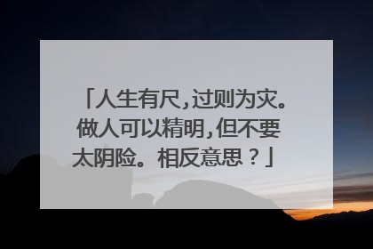 人生有尺,过则为灾。 做人可以精明,但不要太阴险。相反意思？