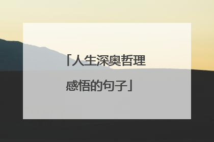 人生深奥哲理感悟的句子
