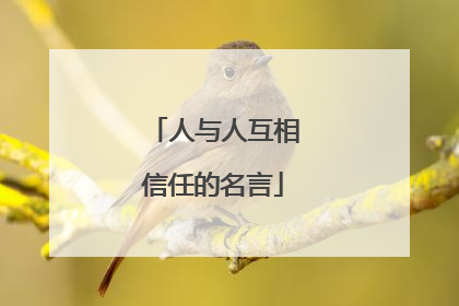 人与人互相信任的名言