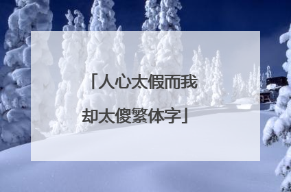 人心太假而我却太傻繁体字